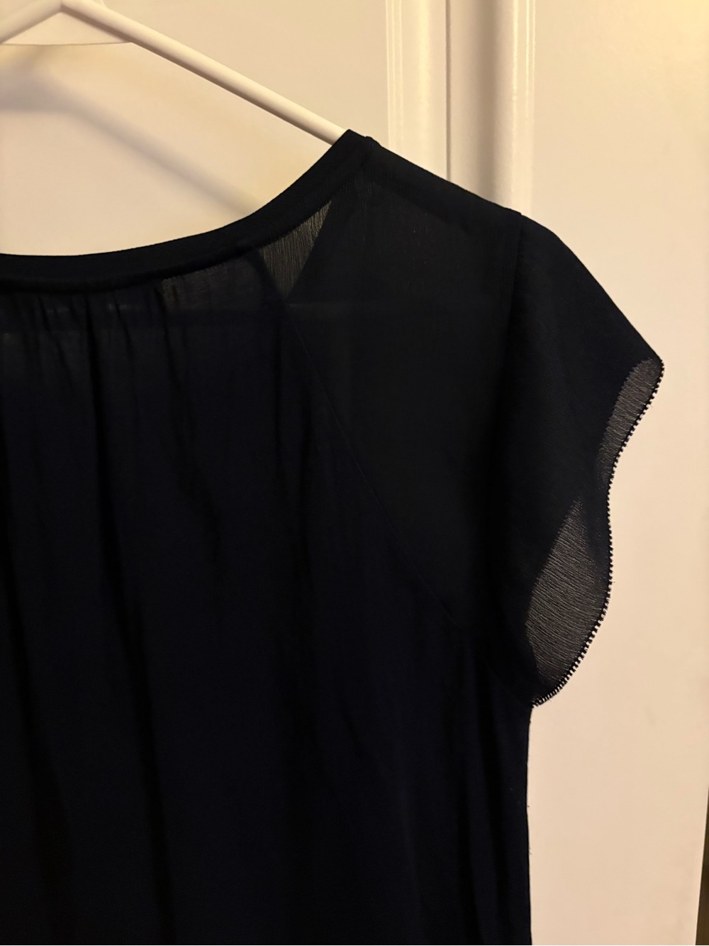 Loft navy cap sleeve gathered front blouse - Picture 11 of 15